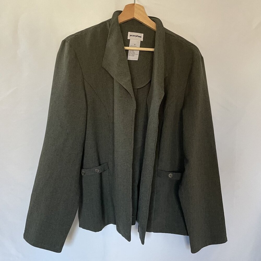 Perceptions olive green blazer women's size 16 business casual style comfortable